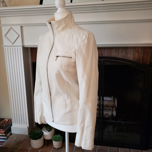 Corduroy Moto Jacket Ecru Size Small NWOT - Picture 3 of 11